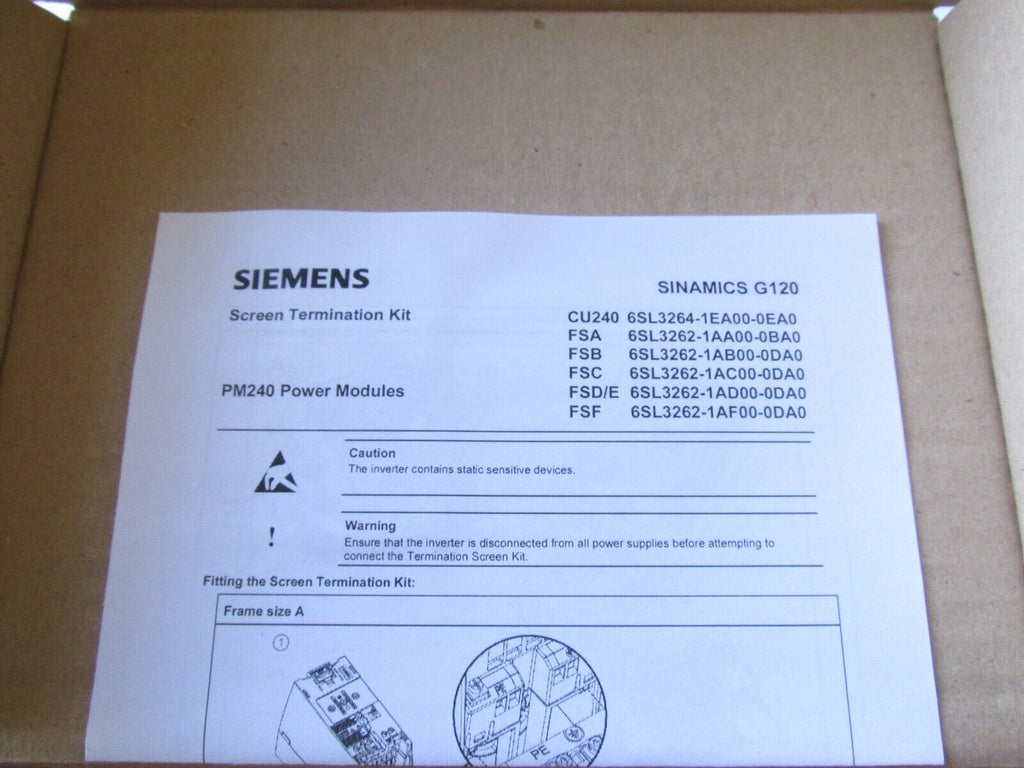 New OEM Siemens Sinamics FSB Screen Termination Kit 1P 6SL3262-1AB00-0 ...