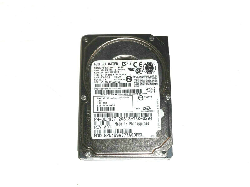 NEW OEM Dell Fujitsu 2.5" 73 GB 10K SAS HDD - UP937 / MBB2073RC